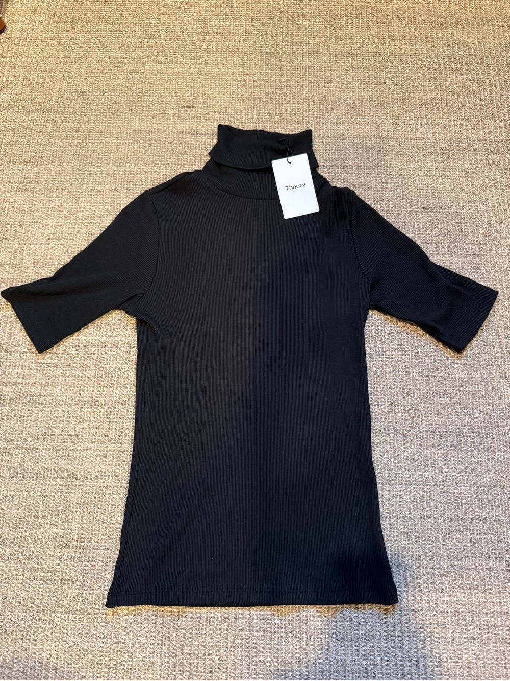 Theory Black Short-Sleeve Mock Neck Top